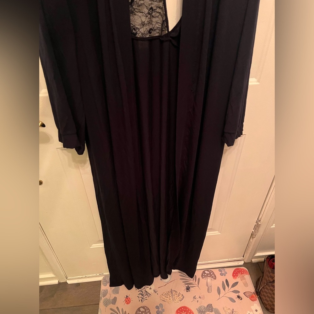 Savage Fenty Woman Robe Black Long Lace Size M/L - Picture 5 of 10